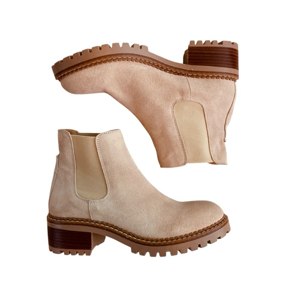 Bertuchi Spain Suede Chelsea Boots Lug Sole Tan Cream (Size 9.5 EU 41) - Picture 2 of 12